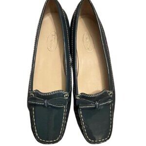 Talbots Posy Bow Tie Cobalt Blue Patent Leather Loafers Flats Moccasins - NWOT